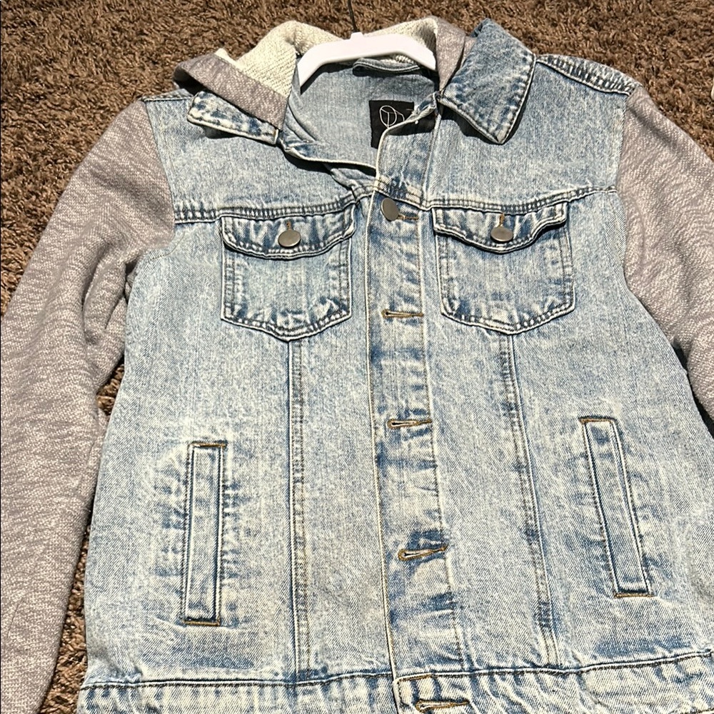 Denim Jacket with Gray Sleeves